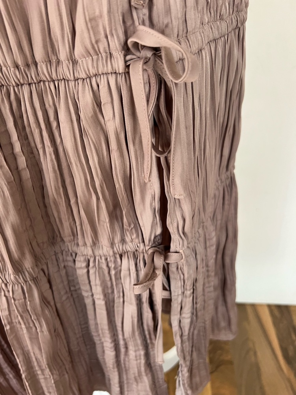 Free People Beige-Taupe Tiered Wrap (kind of) Midi Skirt, XS - EEUC / like new - Picture 5 of 13